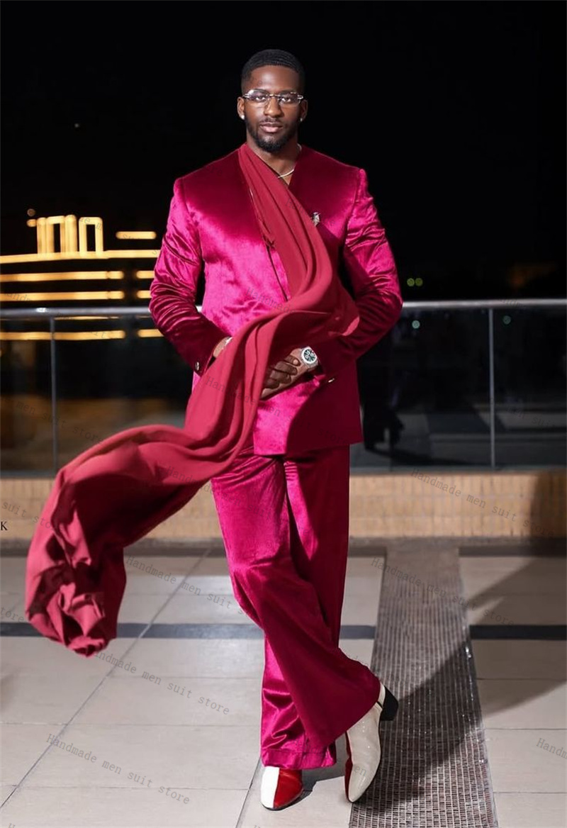 Pink Satin Men Suit Set 2 Piec - مراجعة Men Formal Wear With Scarf وسعره
