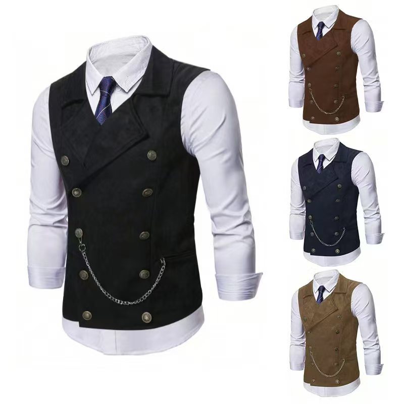 Men's Double Breasted Vest wit - مراجعة Formal Vest Waistcoat وسعره