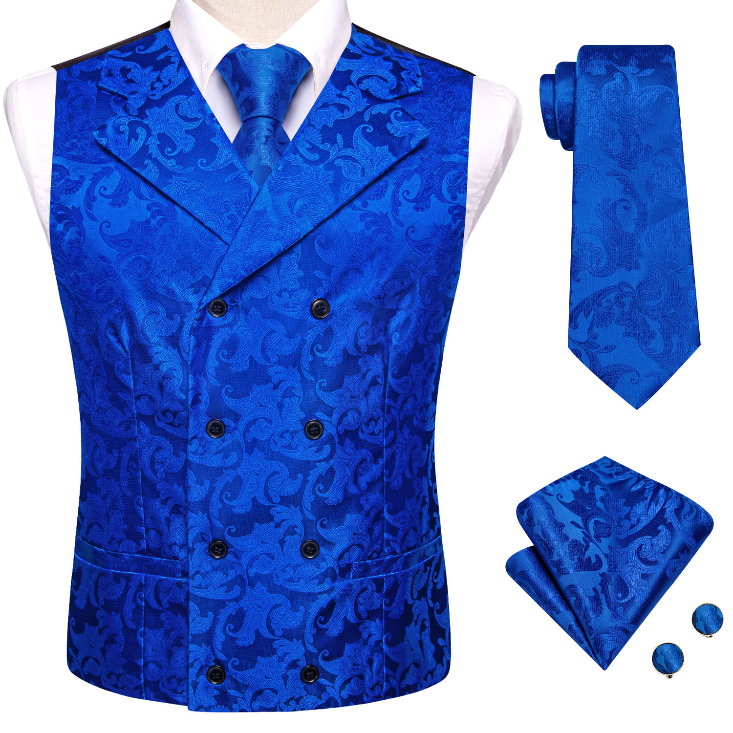 Mens Double Breasted Half Notc - مراجعة Formal Vest Waistcoat وسعره