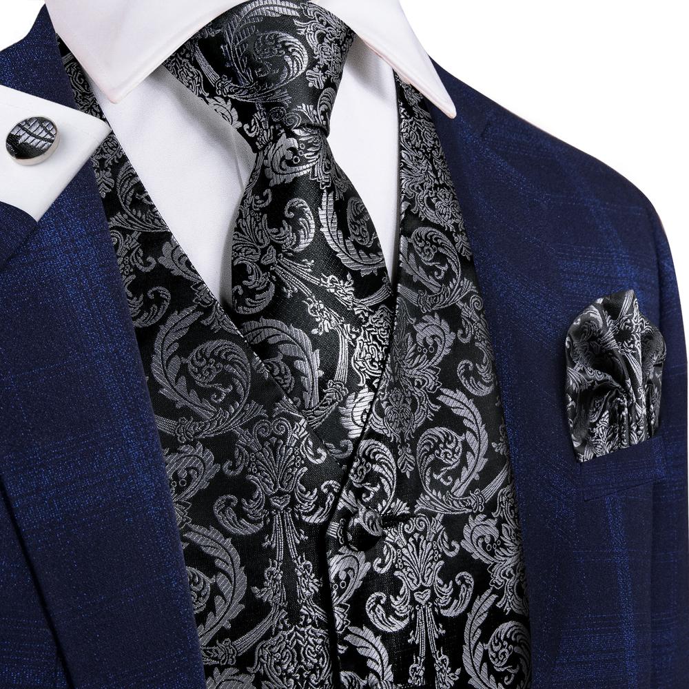 Hi-Tie Black Luxury Paisley Me - مراجعة Formal Vest Waistcoat وسعره