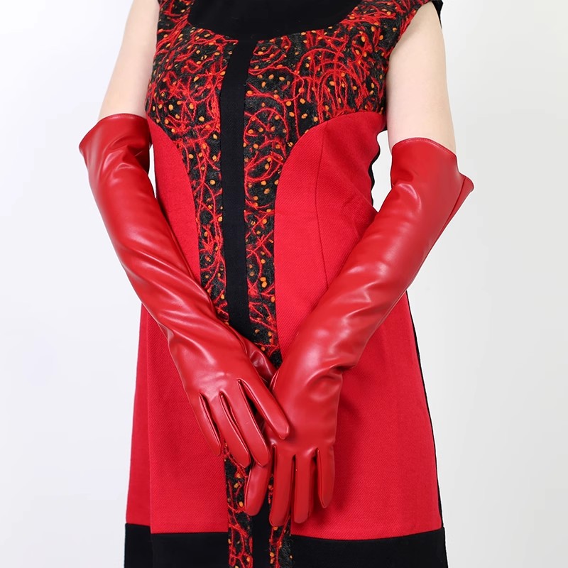 Women's Runway Fashion Red PU  - مراجعة Formal Glove Leather وسعره