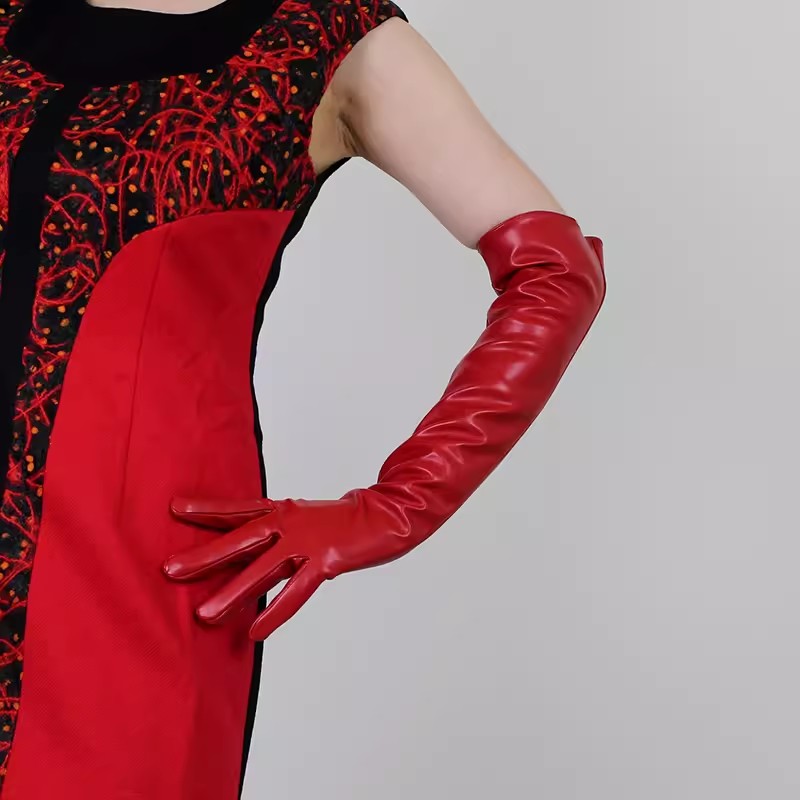 Women's Runway Fashion Red PU  - مراجعة Formal Glove Leather وسعره