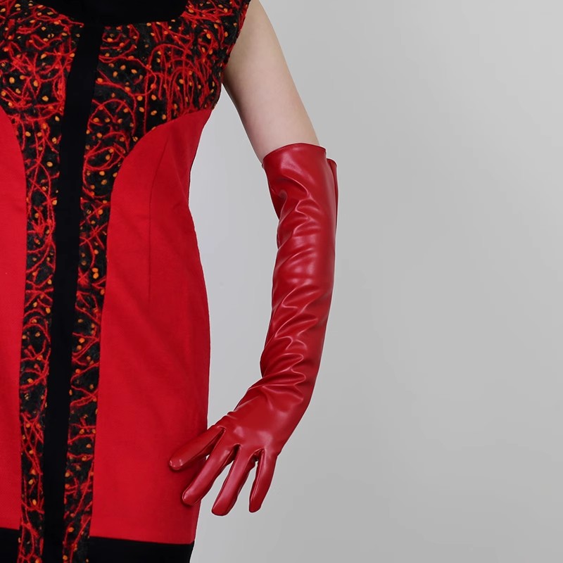 Women's Runway Fashion Red PU  - مراجعة Formal Glove Leather وسعره