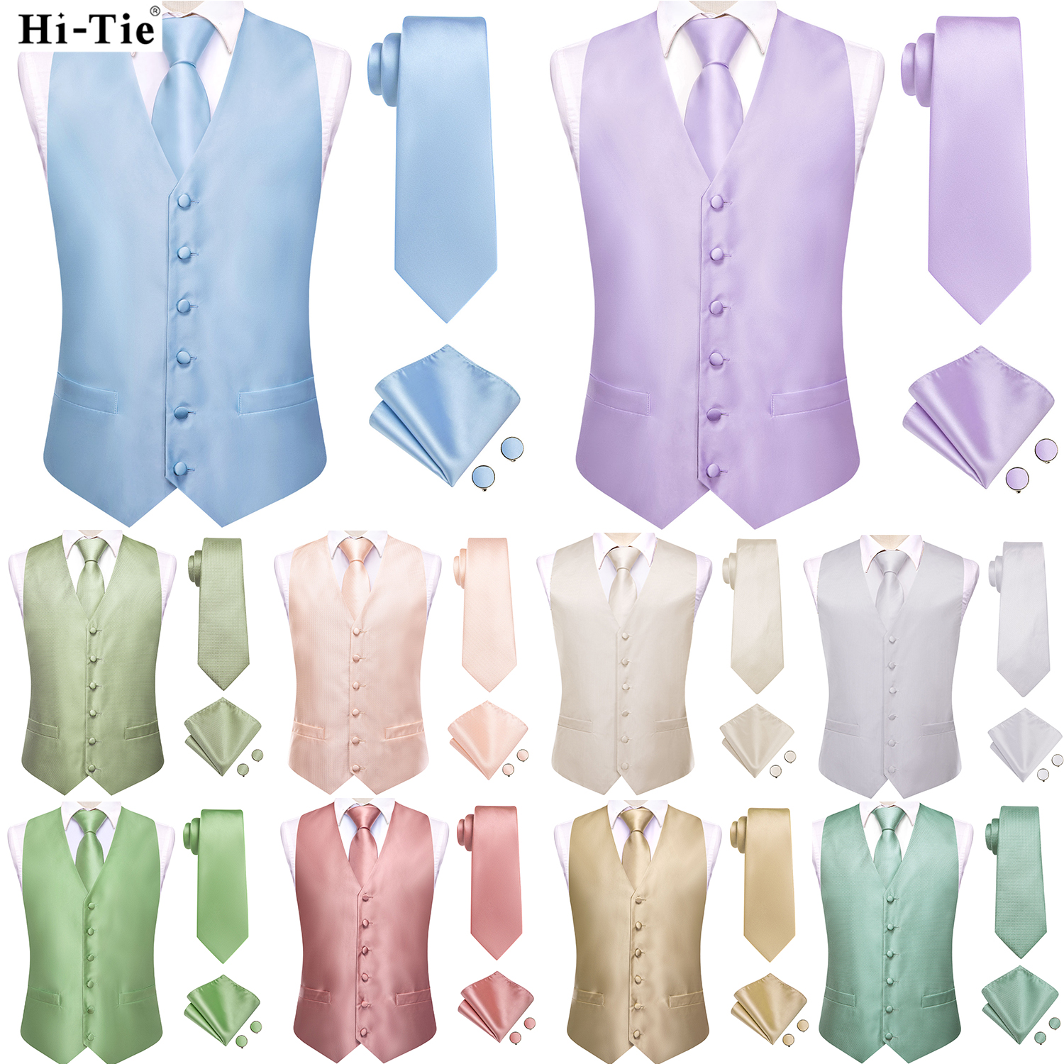Hi-Tie Solid Voilet Lilac Mens - مراجعة Formal Vest Waistcoat وسعره