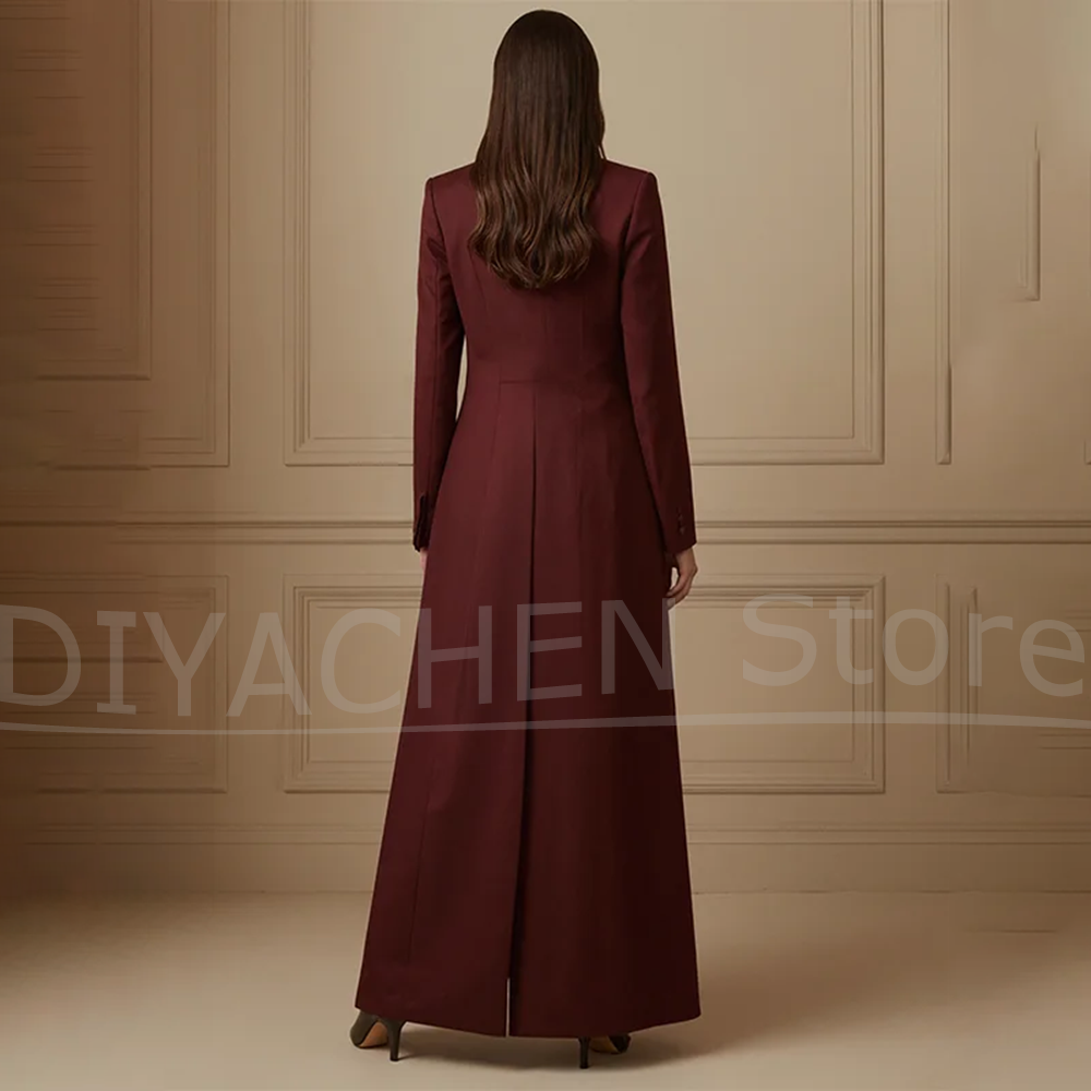 Women's Suit Set Burgundy Long - مراجعة Formal Vest Waistcoat وسعره
