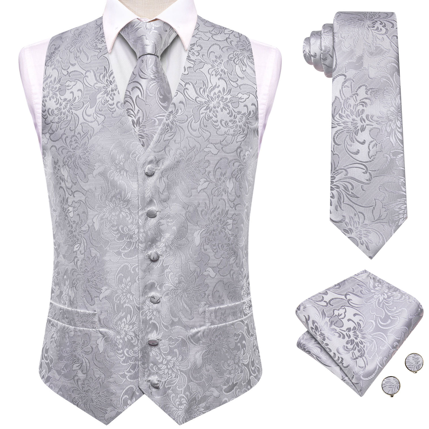 Men's Floral Vest & Tie Hanky  - مراجعة Formal Vest Waistcoat وسعره