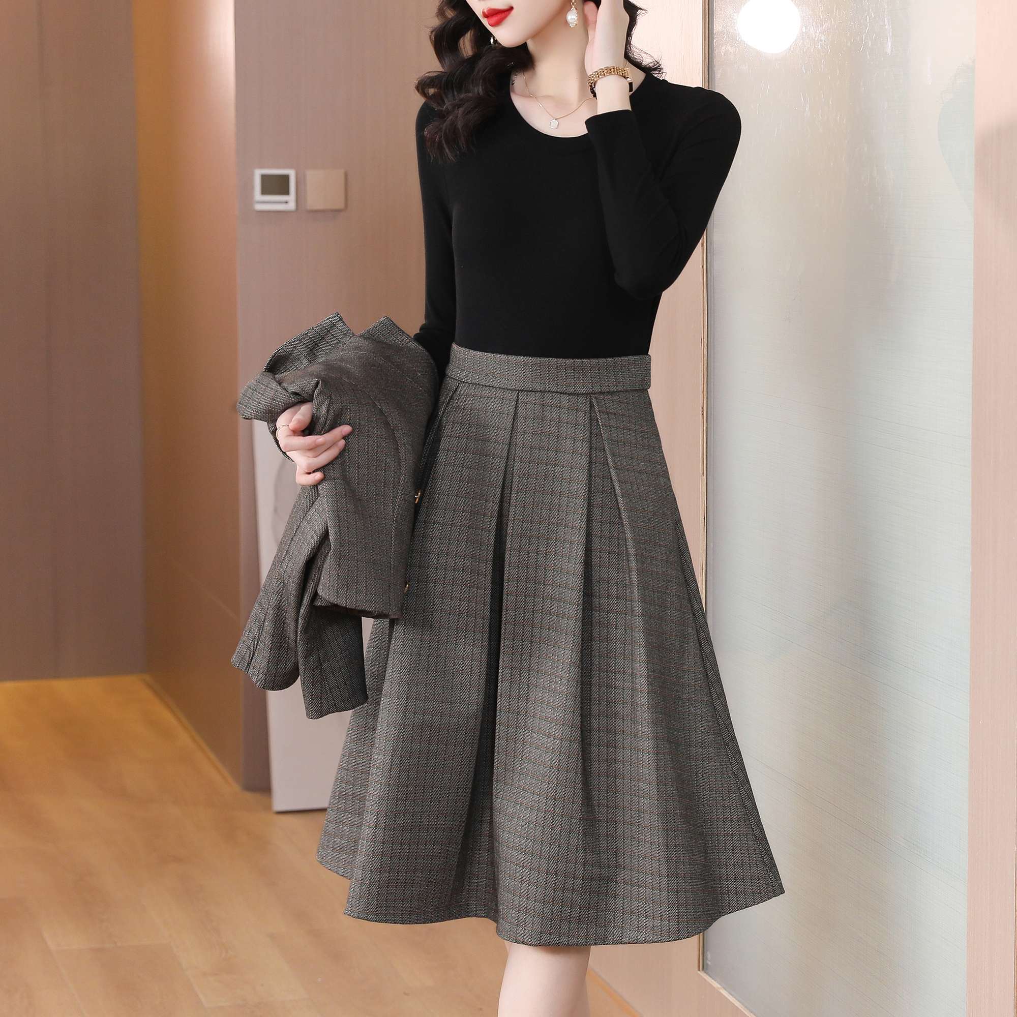 2024 Autumn Female Two Piece W - مراجعة Wool Suit Jacket وسعره