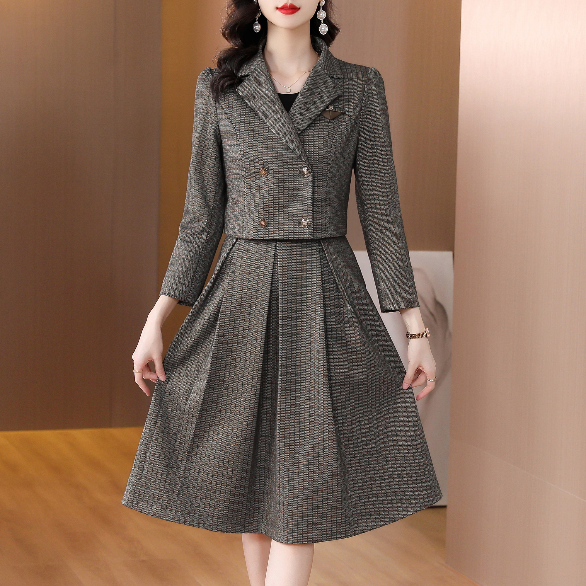 2024 Autumn Female Two Piece W - مراجعة Wool Suit Jacket وسعره