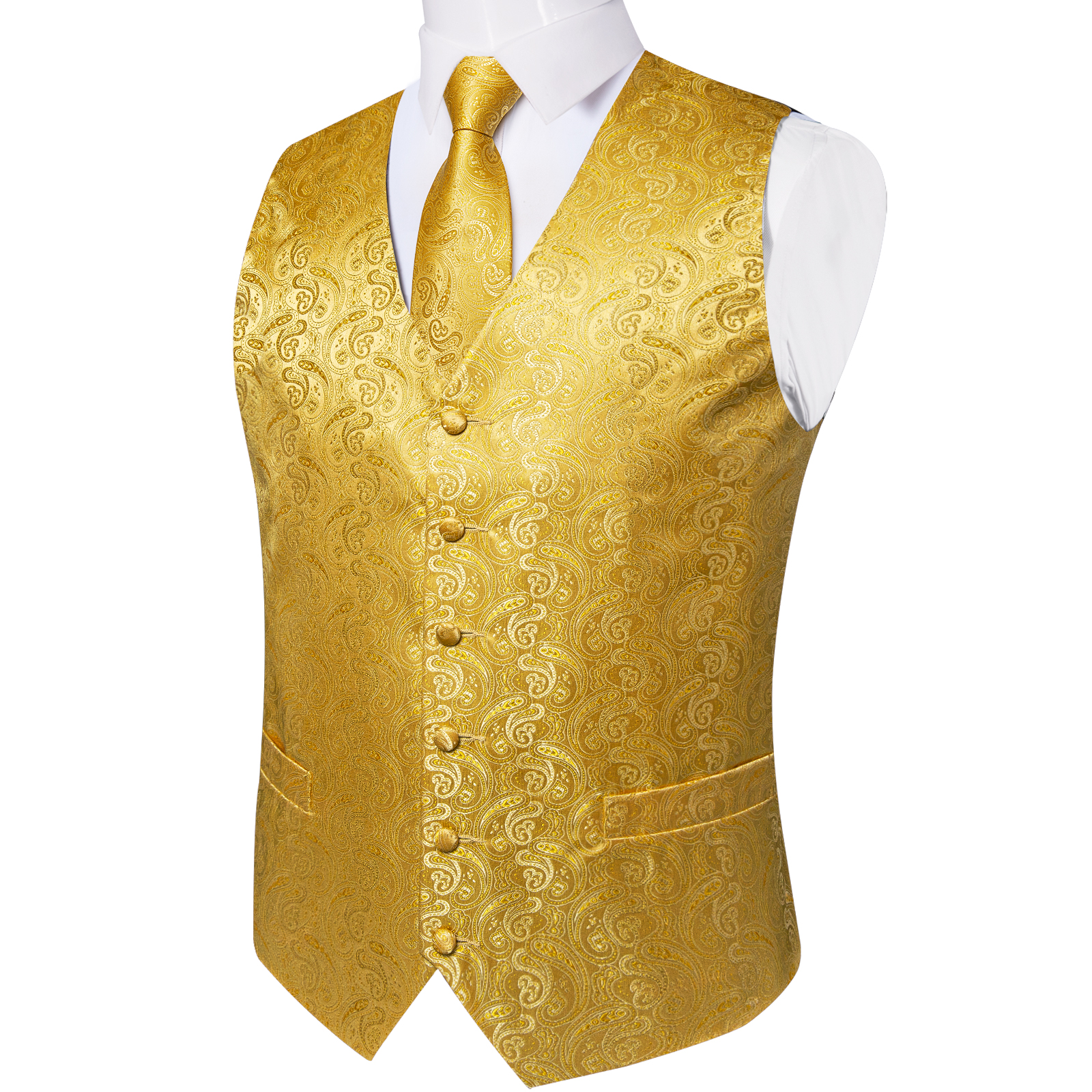 Luxury Paisley Gold Vest for M - مراجعة Formal Vest Waistcoat وسعره